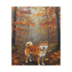 Shiba Inu Acrylic Painting Canvas Wall Art | Autumn Woods Dog Decor | Cute Shiba Gift for Dog Lovers | Pet Portrait Print