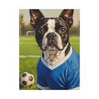 Boston Terrier Oil Painting Soccer Portrait Canvas Wall Art - Dog Lover Gift, Pet Decor, Sports Fan Home Art
