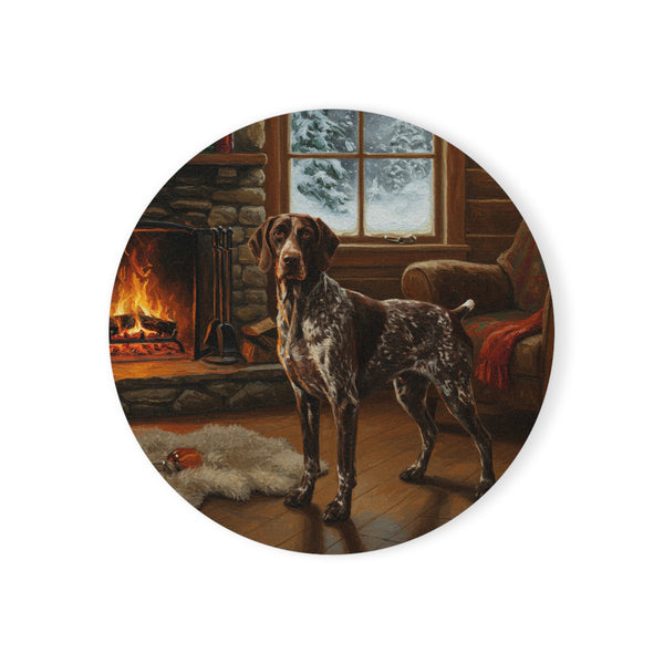 Acrylic German Shorthaired Pointer - Winter Hearth | Cork Back Coaster