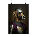 Great Dane Medieval Knight Portrait Matte Poster, Regal Dog Art Print, Great Dane Lover Gift, Wall Art