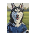 Siberian Husky Oil Painting Soccer Portrait Canvas Art | Dog Wall Decor | Pet Lover Gift for Sports Fans