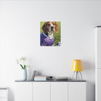 Beagle Soccer Portrait Oil Painting Canvas Print, Dog Wall Art Decor, Pet Lover Gift