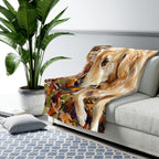 Golden Retriever Watercolor Autumn Path Throw Blanket | Premium Dog Art | Tritan
