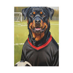 Rottweiler Oil Painting Soccer Portrait Canvas Wall Art Decor | Rottie Dog Lover Gift | Premium Pet Portrait Print