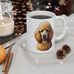 Poodle Stained Glass Monochrome Gold Ceramic Mug 11oz | Dog Lover Gift