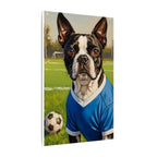 Boston Terrier Oil Painting Soccer Portrait Canvas Wall Art - Dog Lover Gift, Pet Decor, Sports Fan Home Art