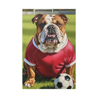 English Bulldog Oil Painting Soccer Portrait Canvas Wall Art | Funny Dog Decor Gift for Him Her | Bulldog Lover Art Print