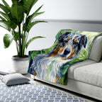 Australian Shepherd Watercolor Rain Garden Throw Blanket | Premium Dog Art | Tritan