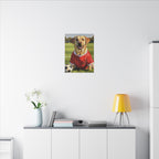 Labrador Retriever Oil Painting Soccer Portrait Canvas, Lab Dog Wall Art Decor, Sports Fan Gift for Home, Pet Art
