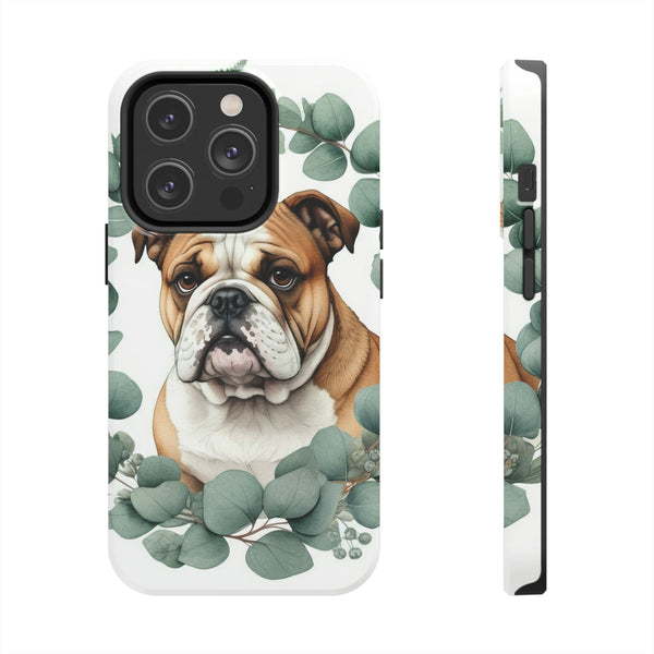 English Bulldog Watercolor Botanical Wreath Phone Case | Premium Dog Prints | Tritan