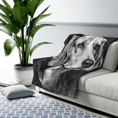 Beagle Charcoal Portrait Throw Blanket | Premium Dog Art | Tritan