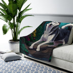 Siberian Husky Low Poly Forest Sherpa Fleece Blanket | Dog Lover Gift