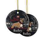 Front and back of the Boxer Christmas ornament: the same design prints on both sides