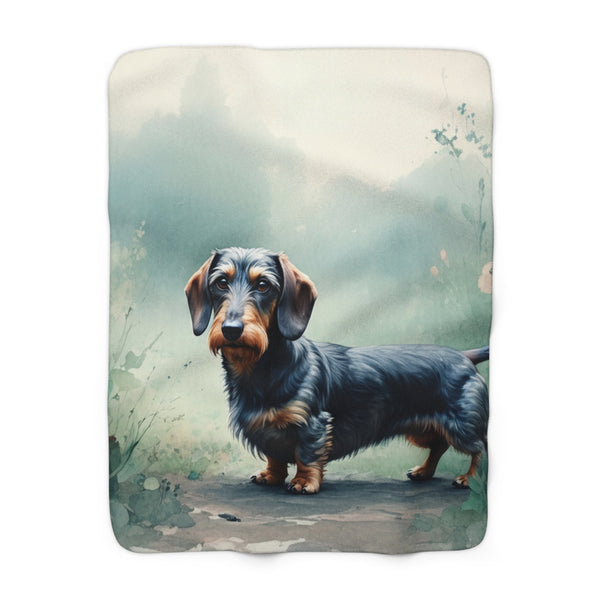 Dachshund Watercolor Rain Garden Throw Blanket | Premium Dog Prints | Tritan
