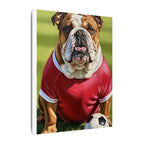 English Bulldog Oil Painting Soccer Portrait Canvas Wall Art | Funny Dog Decor Gift for Him Her | Bulldog Lover Art Print