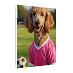 Poodle Oil Painting Soccer Portrait Wall Art, Poodle Mom Gift, Dog Lover Decor, Stretched Canvas Print