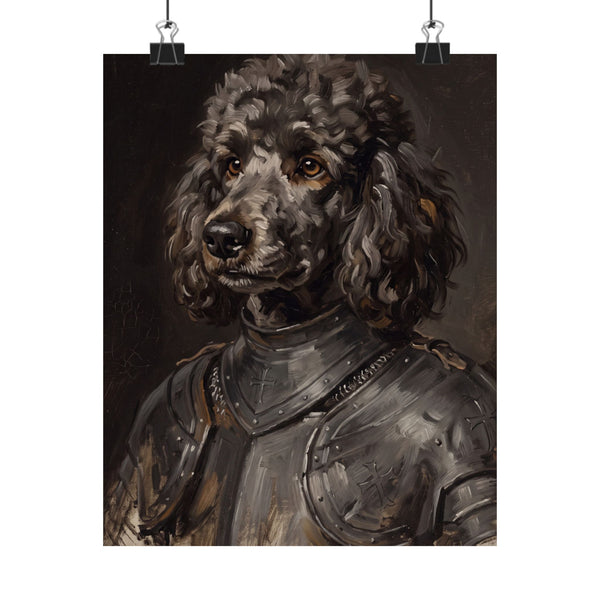 Poodle Medieval Knight Portrait Matte Poster, Regal Dog Art Print, Poodle Lover Gift, Wall Art