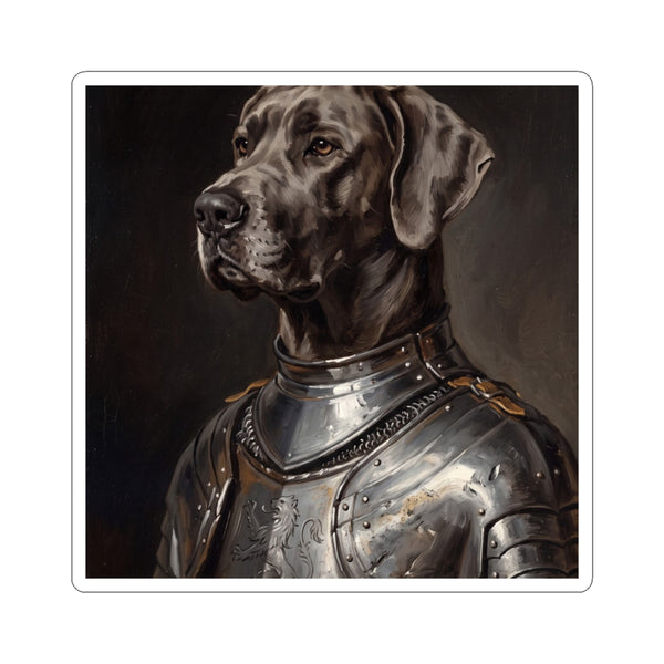 Great Dane Medieval Knight Portrait Sticker, Dog Portrait Vinyl Decal, Kiss-Cut Sticker, Great Dane Lover Gift