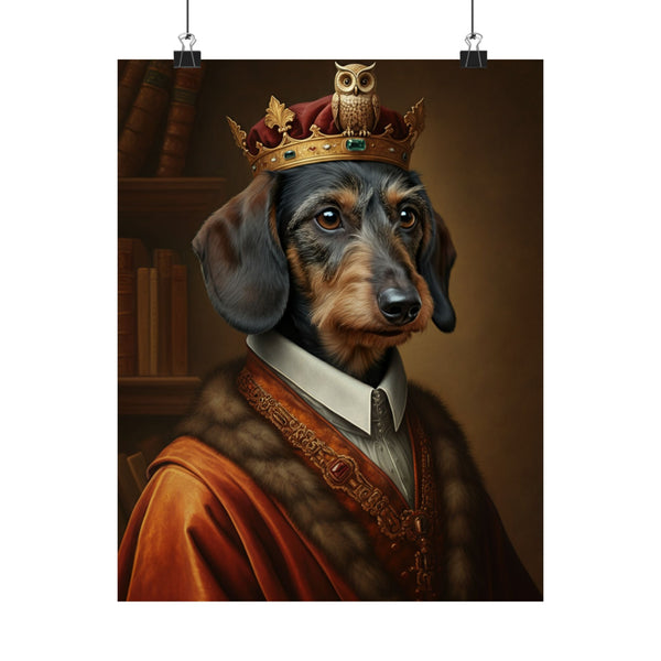 Dachshund Kings & Queens Royal Portrait Matte Poster, Regal Dog Art Print, Dachshund Lover Gift, Wall Art