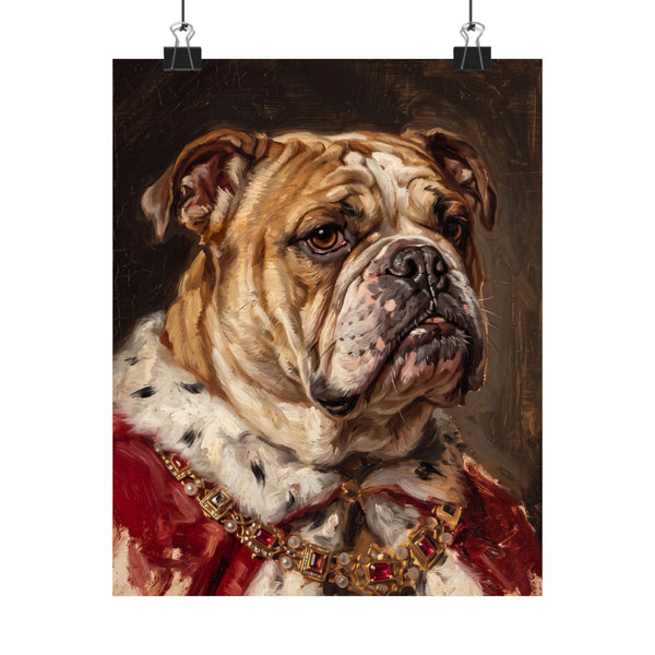 English Bulldog Kings & Queens Royal Portrait Matte Poster, Regal Dog Art Print, English Bulldog Lover Gift, Wall Art
