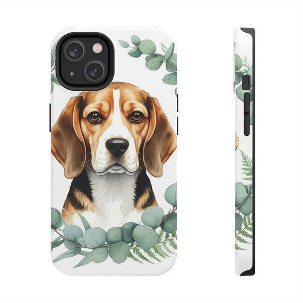 Beagle Watercolor Botanical Wreath Phone Case | Premium Dog Prints | Tritan
