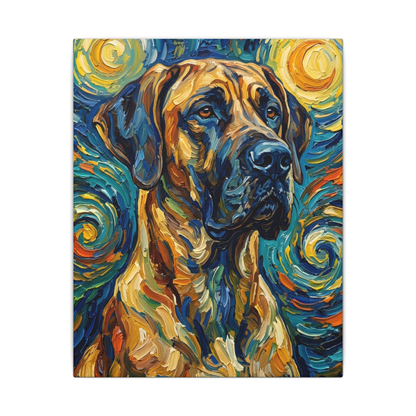 Great Dane Post-Impressionist Oil Painting Stretched Canvas Wall Art | Dog Lover Gift | Giant Breed Decor