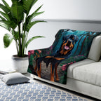Rottweiler Low Poly Forest Sherpa Fleece Blanket | Dog Lover Gift