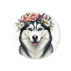 Siberian Husky Watercolor Floral Crown Gift Set — Mug + Coaster + Sticker | Tritan