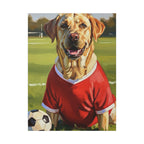 Labrador Retriever Oil Painting Soccer Portrait Canvas, Lab Dog Wall Art Decor, Sports Fan Gift for Home, Pet Art