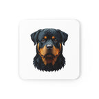 Rottweiler Low Poly Monochrome Gold Cork Back Coaster | Dog Lover Gift