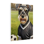 Miniature Schnauzer Soccer Portrait Oil Painting Canvas Wall Art, Schnauzer Dog Lover Gift, Pet Decor, Sports Fan Home Decor