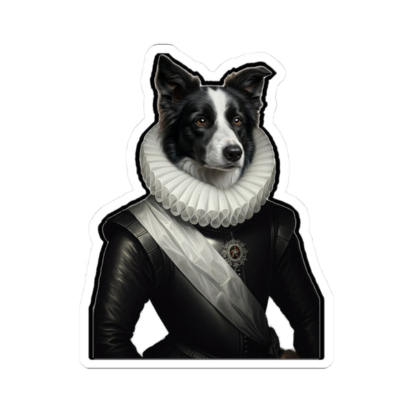 Border Collie Renaissance Royal Portrait Sticker, Dog Portrait Vinyl Decal, Kiss-Cut Sticker, Border Collie Lover Gift