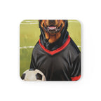 Rottweiler Coaster | Oil Painting Soccer Portrait Dog Art | Pet Gift for Her Him | Dog Lover Decor