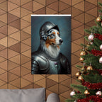 Australian Shepherd Medieval Knight Portrait Matte Poster, Regal Dog Art Print, Australian Shepherd Lover Gift, Wall Art