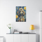 Poodle Post-Impressionist Oil Painting Wall Art, Poodle Mom Gift, Dog Lover Decor, Stretched Canvas Print