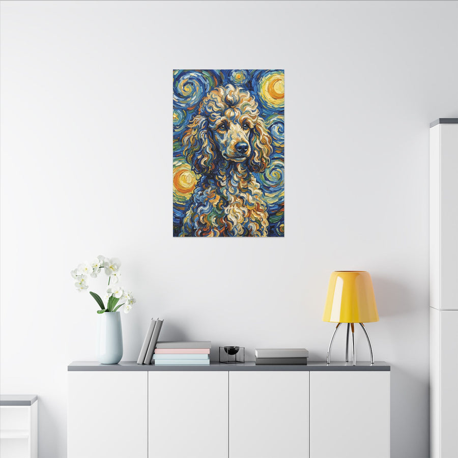Poodle Post-Impressionist Oil Painting Wall Art, Poodle Mom Gift, Dog Lover Decor, Stretched Canvas Print