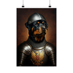 Rottweiler Medieval Knight Portrait Matte Poster, Regal Dog Art Print, Rottweiler Lover Gift, Wall Art