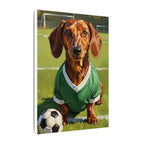 Dachshund Oil Painting Soccer Portrait Stretched Canvas Wall Art | Funny Dog Decor Gift | Pet Lover Home Art