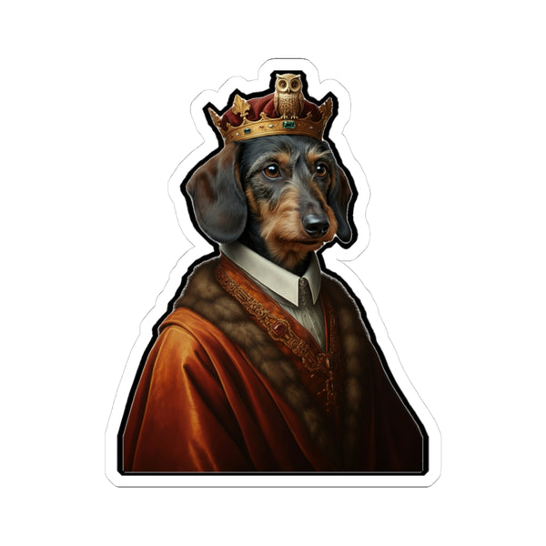 Dachshund Kings & Queens Royal Portrait Sticker, Dog Portrait Vinyl Decal, Kiss-Cut Sticker, Dachshund Lover Gift