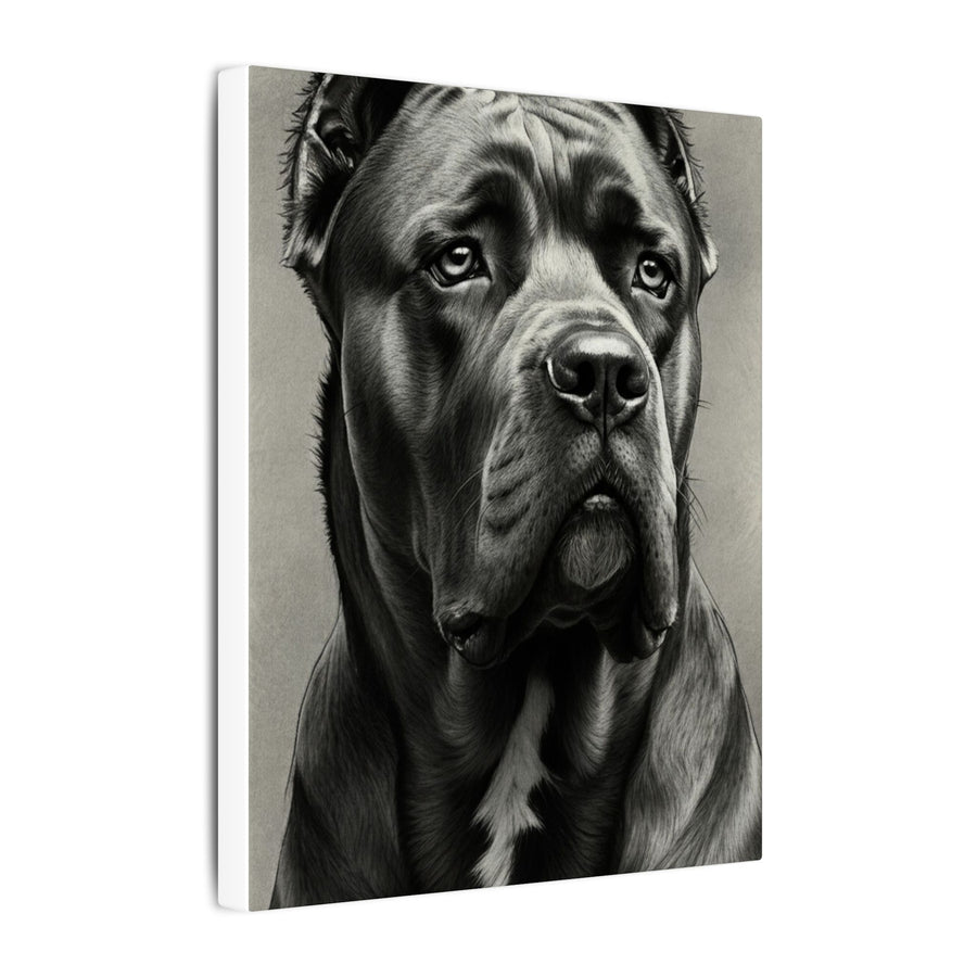Cane Corso Charcoal Portrait Canvas Wall Art | Dog Lover Gift | Stretched Canvas Print | Modern Pet Decor
