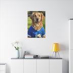 Golden Retriever Oil Painting Soccer Portrait Canvas Wall Art - Dog Lover Gift, Pet Decor for Home, Premium Stretched Canvas Print