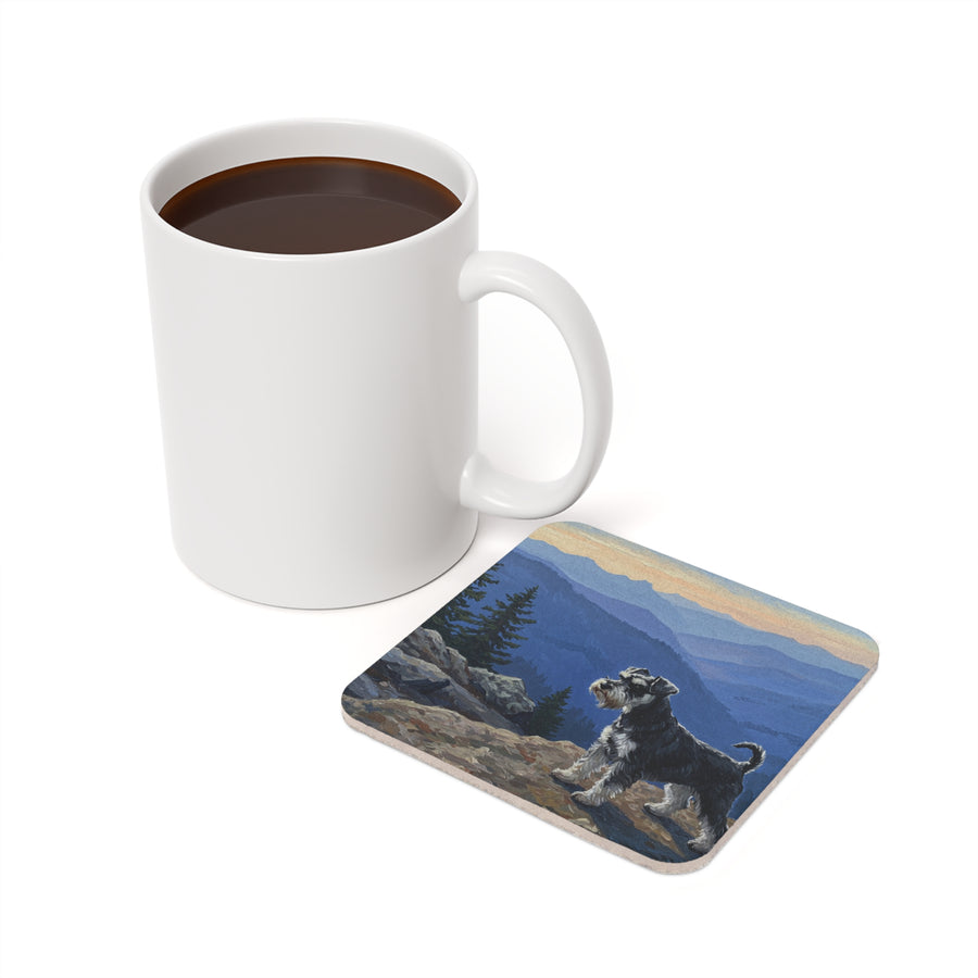 Acrylic Miniature Schnauzer - Mountain Overlook | Cork Back Coaster