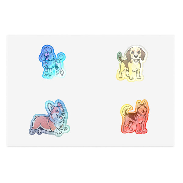 Comic Heroes Holographic Sticker Sheet, 4 Comic Pop-Art Dog Stickers | Tritan