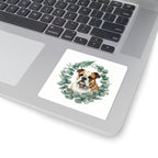 English Bulldog Watercolor Botanical Wreath Kiss-Cut Stickers | Premium Dog Prints | Tritan — view 5 of 12