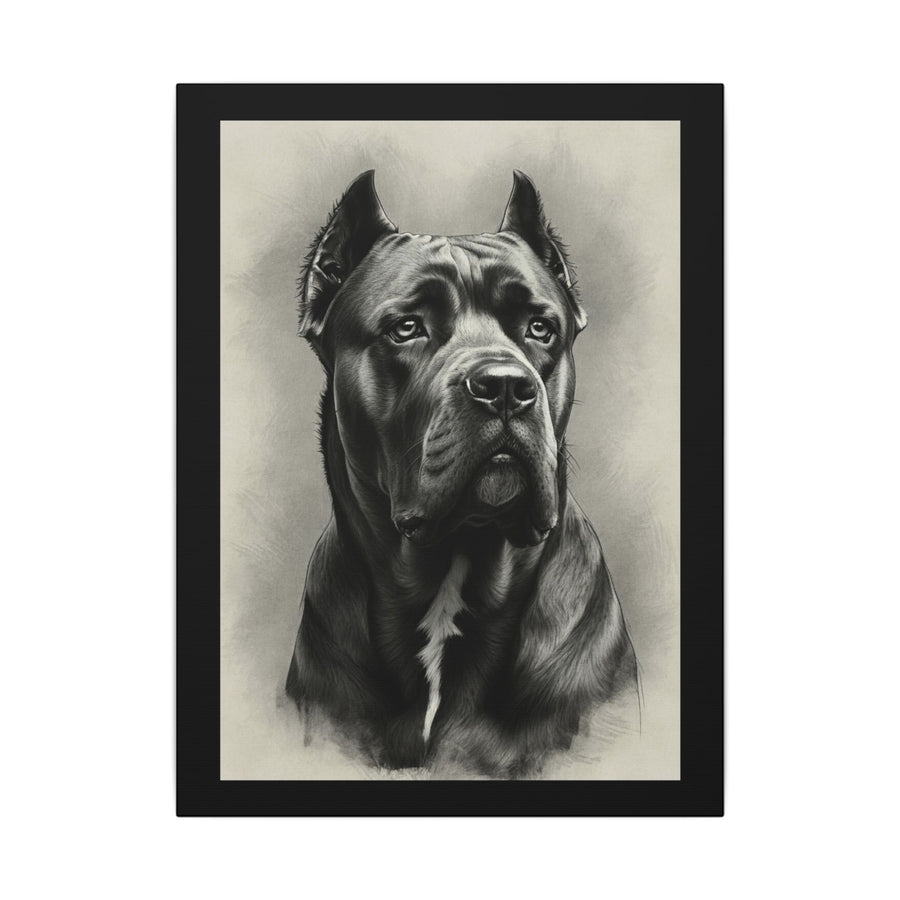 Cane Corso Charcoal Portrait Canvas Print, Dog Wall Art, Pet Memorial Gift, Dog Lover Decor, Black & White Dog Mom Gift