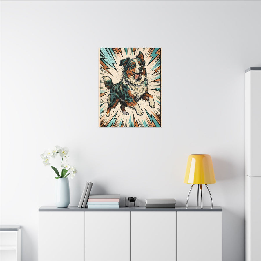 Comic Book Australian Shepherd Canvas | Bold Dog Wall Art