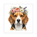 Beagle Watercolor Floral Crown Gift Set — Mug + Coaster + Sticker | Tritan