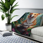 Corgi Low Poly Forest Sherpa Fleece Blanket | Dog Lover Gift