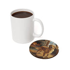 Acrylic Painting Golden Retriever - Winter Hearth | Cork Back Coaster