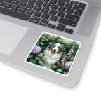 Australian Shepherd Watercolor Garden Peek Kiss-Cut Stickers | Premium Dog Prints | Tritan